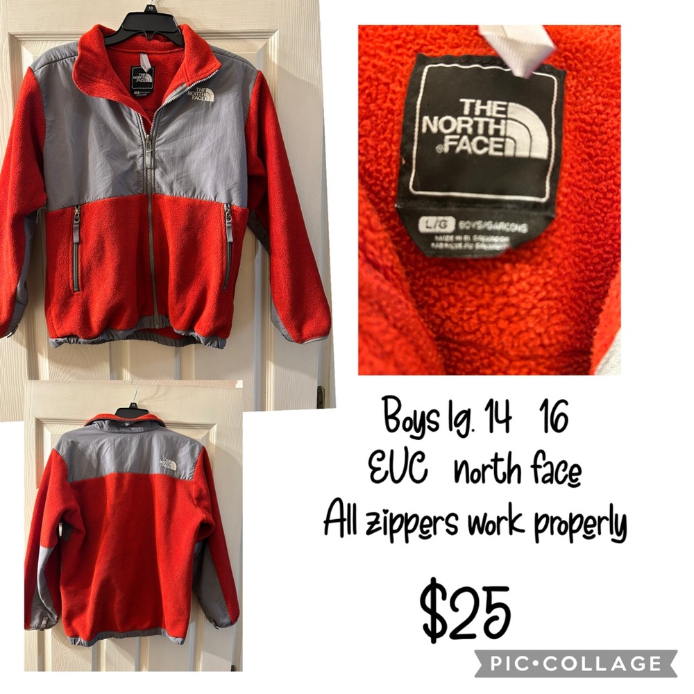 The North Face Kids Red and Gray Fleece Jacket